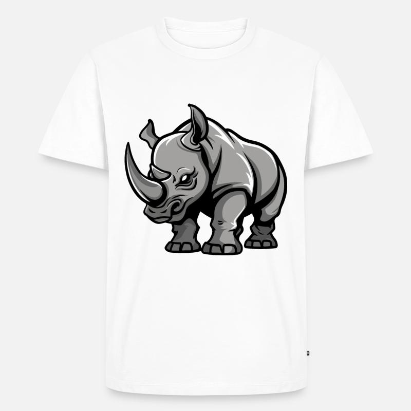 Nashorn Comic - Männer Premium Bio T-Shirt - Weiß