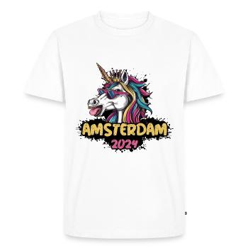 Amsterdam 2024 Unicorn - Men's Premium Organic T-Shirt - white - Front - Nico (187cm)