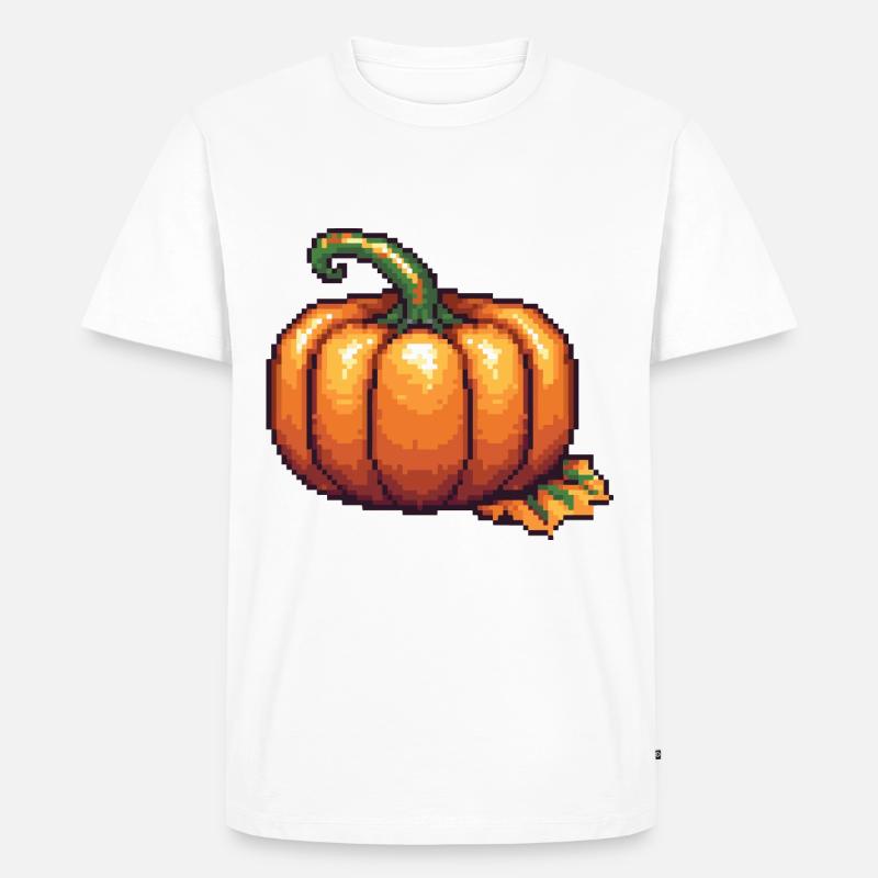 Kürbis Pixel Symbol - Männer Premium Bio T-Shirt - Weiß