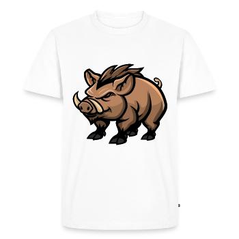 Cochon Bande Dessinée Sanglier - T-shirt Premium bio Homme - blanc - Devant - Nico (187cm)