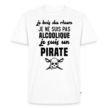Je ne suis pas alcoolique je suis un pirate - T-shirt Premium bio Homme - blanc - Devant - Nico (187cm)