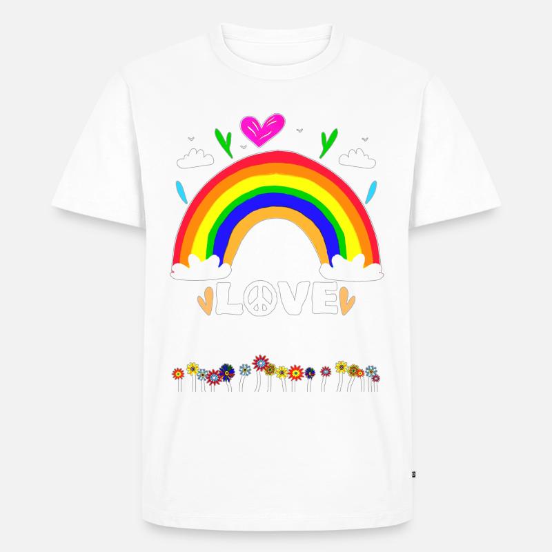 Liebe Blumen Regenbogen - Männer Premium Bio T-Shirt - Weiß