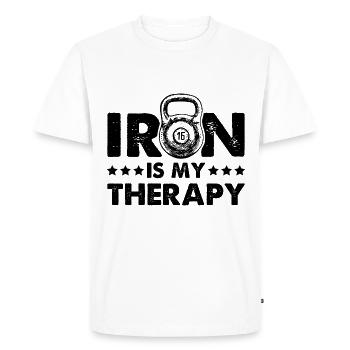 Iron Gym Fitness Musculothérapie - T-shirt Premium bio Homme - blanc - Devant - Nico (187cm)