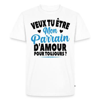 Veux Tu Être Mon Parrain D'amour Annonce Grossesse - T-shirt Premium bio Homme - blanc - Devant - Nico (187cm)