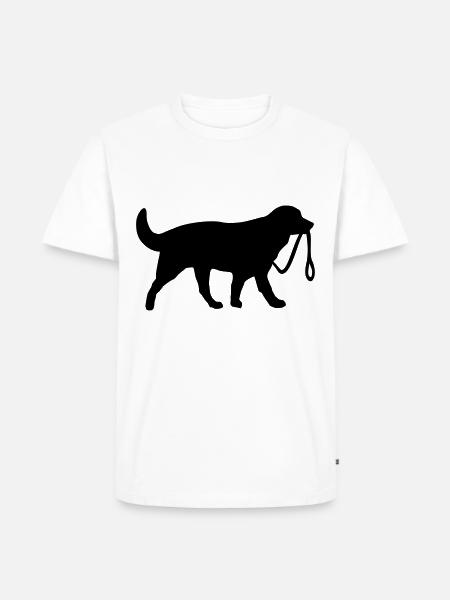 Dog with leash - Men's Premium Organic T-Shirt - white