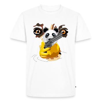 Canard canard canard avec masque de panda et ours revolver - T-shirt Premium bio Homme - blanc - Devant - Nico (187cm)
