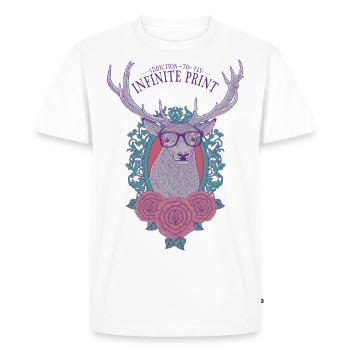 Cerf hipster - T-shirt Premium bio Homme - blanc - Devant - Nico (187cm)