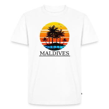 Maldives Palmiers vacances Vacances Dété Mer Water - T-shirt Premium bio Homme - blanc - Devant - Nico (187cm)