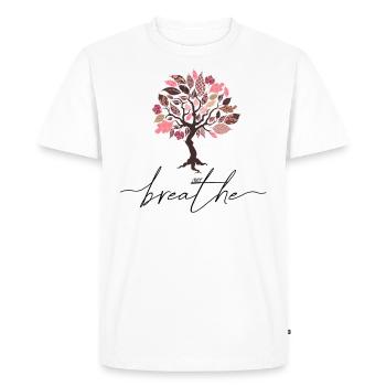 Just Breathe Tree Printemps Yoga Méditation Été - T-shirt Premium bio Homme - blanc - Devant - Nico (187cm)