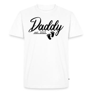 Papa de demain papa 2022 Grossesse Fête des pères - T-shirt Premium bio Homme - blanc - Devant - Nico (187cm)