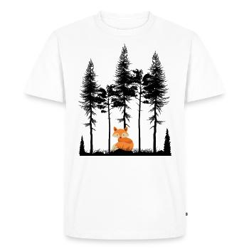 Sweet Fox in the Forest Retro Pattern Vintage Tree Forest - Men's Premium Organic T-Shirt - white - Front - Nico (187cm)