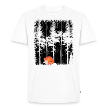 Sweet Fox in the Forest Retro Pattern Vintage Tree Forest - Men's Premium Organic T-Shirt - white - Front - Nico (187cm)