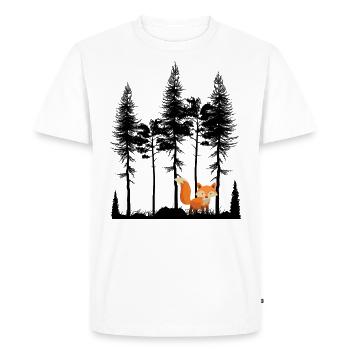 Sweet Fox in the Forest Retro Pattern Vintage Tree Forest - Men's Premium Organic T-Shirt - white - Front - Nico (187cm)