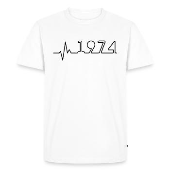 Heartbeat Minimal Birthday Vintage 1974 Line - Men's Premium Organic T-Shirt - white - Front - Nico (187cm)