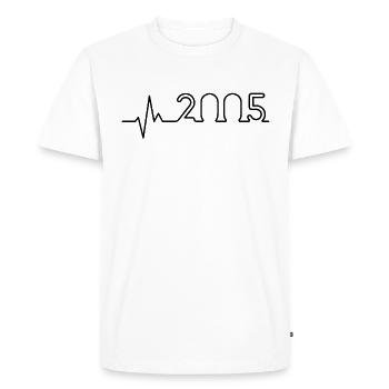 Heartbeat Minimal Birthday Vintage 2005 Line - Men's Premium Organic T-Shirt - white - Front - Nico (187cm)