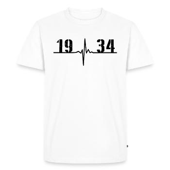 Heartbeat Minimal Birthday Vintage 1934 Line - Men's Premium Organic T-Shirt - white - Front - Nico (187cm)