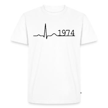 Heartbeat Minimal Birthday Vintage 1974 Line - Men's Premium Organic T-Shirt - white - Front - Nico (187cm)