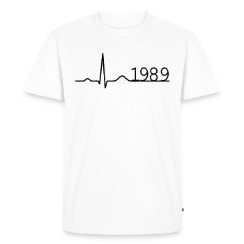 Heartbeat Minimal Birthday Vintage 1989 Line - Men's Premium Organic T-Shirt - white - Front - Nico (187cm)