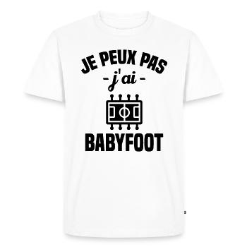 Je peux pas j'ai babyfoot humour cadeau - T-shirt Premium bio Homme - blanc - Devant - Nico (187cm)