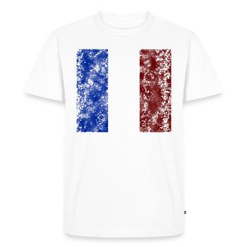 France drapeau vintage Tricolore Fan - T-shirt Premium bio Homme - blanc - Devant - Nico (187cm)
