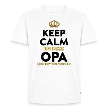 Opa Lost Het Wel Weer Op - Men's Premium Organic T-Shirt - white - Front - Nico (187cm)