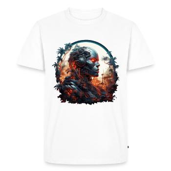 Résurrection d’un cyborg dans la jungle. - T-shirt Premium bio Homme - blanc - Devant - Nico (187cm)