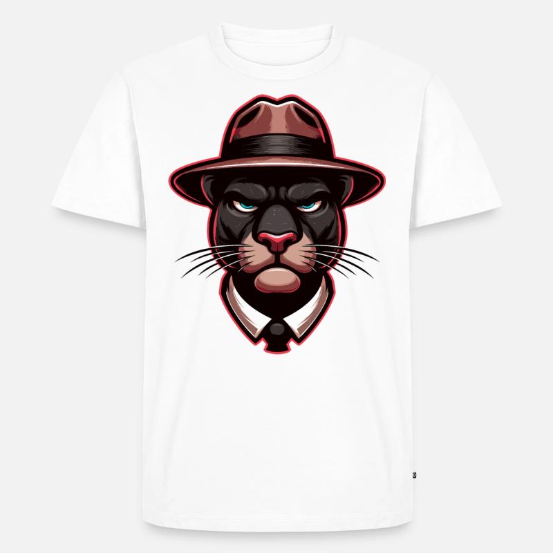 Panther mit Hut - Männer Premium Bio T-Shirt - Weiß