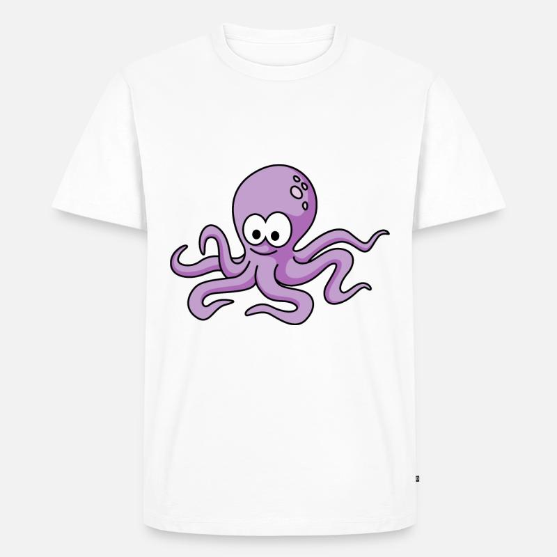 Krake Comic Tier - Männer Premium Bio T-Shirt - Weiß