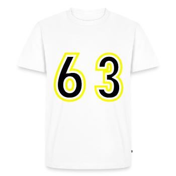 63 Nombre Collège - T-shirt Premium bio Homme - blanc - Devant - Nico (187cm)