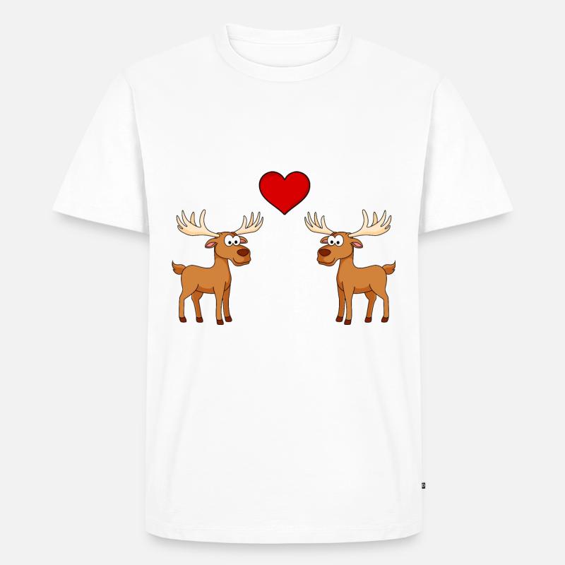 Elch Comic Paar Liebe - Männer Premium Bio T-Shirt - Weiß