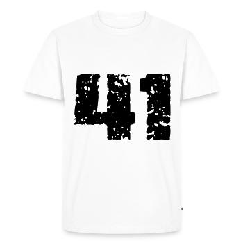 41 Maillot numéro - T-shirt Premium bio Homme - blanc - Devant - Nico (187cm)