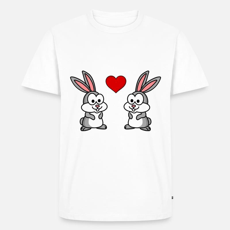 Hase Comic Paar Liebe - Männer Premium Bio T-Shirt - Weiß