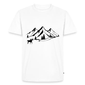 Montagne 1 et Cheval - - T-shirt Premium bio Homme - blanc - Devant - Nico (187cm)