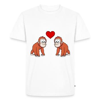 Orang-outan singe amour - T-shirt Premium bio Homme - blanc - Devant - Nico (187cm)