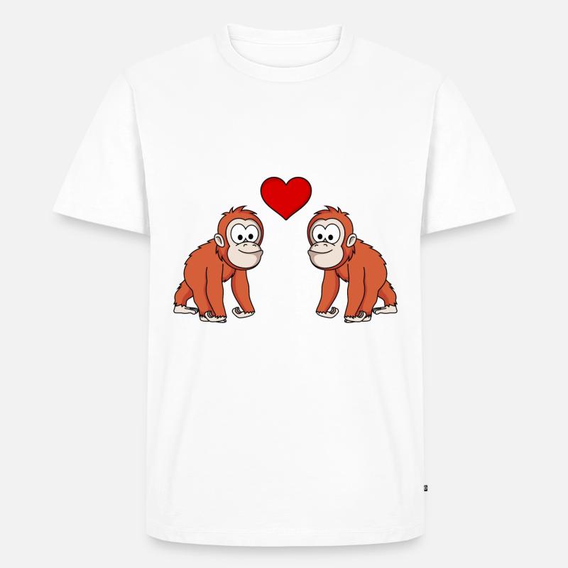 Orangutan affe Paar liebe - Männer Premium Bio T-Shirt - Weiß