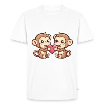 Monkey Couple In Love Animal Valentine's Day - Men's Premium Organic T-Shirt - white - Front - Nico (187cm)