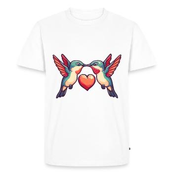 Colibri Oiseau Couple Amoureux Animal Saint-Valentin - T-shirt Premium bio Homme - blanc - Devant - Nico (187cm)