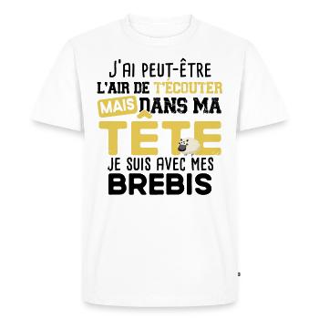 Brebis Mouton Agneau Laine Humour Ferme Agricole - T-shirt Premium bio Homme - blanc - Devant - Nico (187cm)