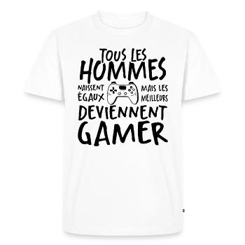 Les Meilleurs Hommes Deviennent Gamer - T-shirt Premium bio Homme - blanc - Devant - Nico (187cm)