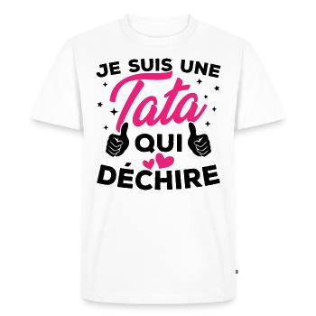 Je suis une tata qui déchire - T-shirt Premium bio Homme - blanc - Devant - Nico (187cm)