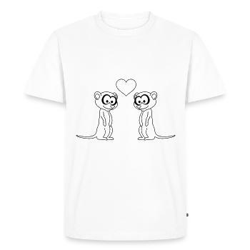 Suricate Bande Dessinée Couple Amour - T-shirt Premium bio Homme - blanc - Devant - Nico (187cm)