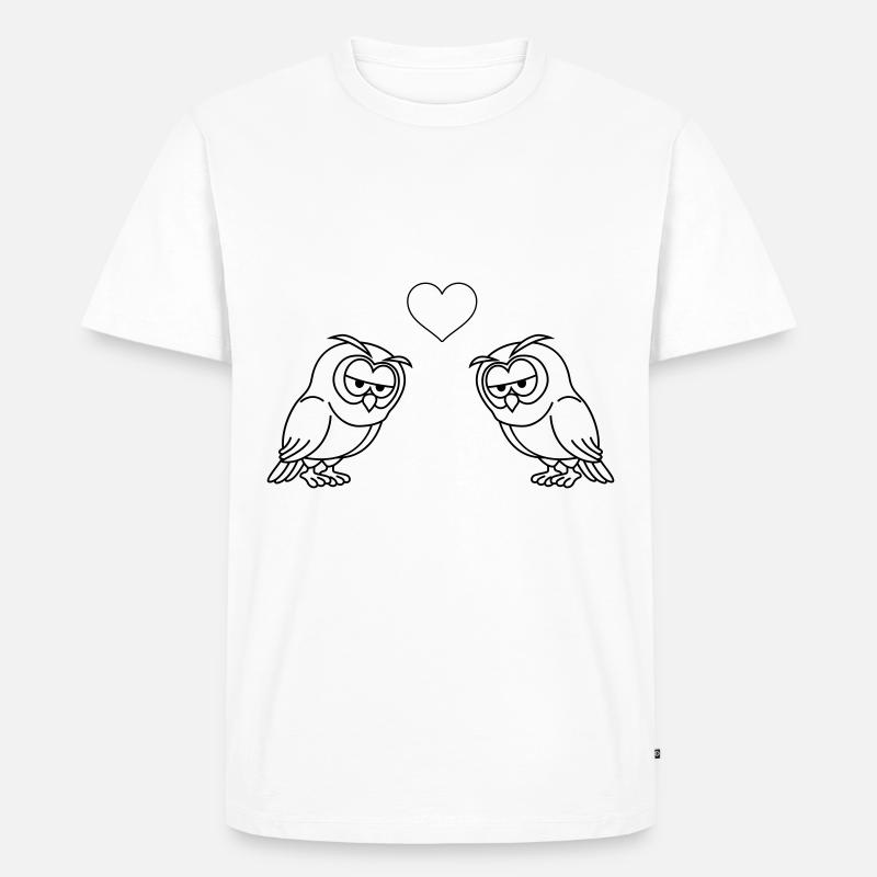 Eule Comic Paar Liebe - Männer Premium Bio T-Shirt - Weiß