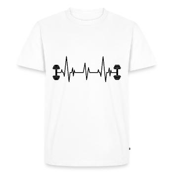 Haltère haltère court battement de cœur EKG Fitness Gym - T-shirt Premium bio Homme - blanc - Devant - Nico (187cm)