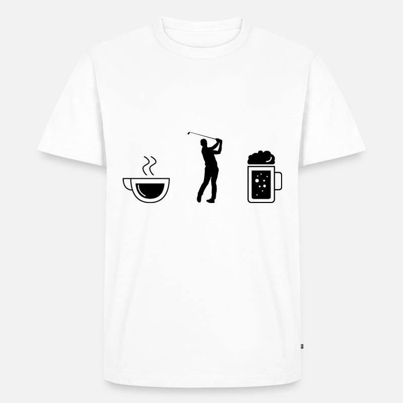 Kaffee-Bier und Golf - - Männer Premium Bio T-Shirt - Weiß