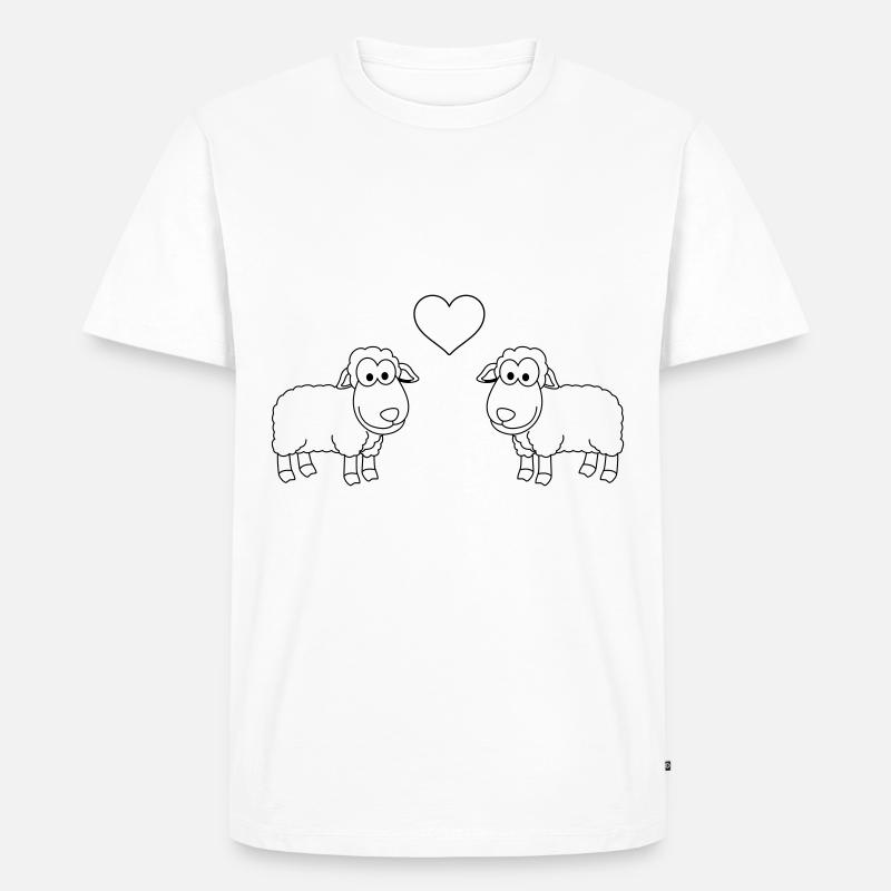Schaf Comic Paar Liebe - Männer Premium Bio T-Shirt - Weiß