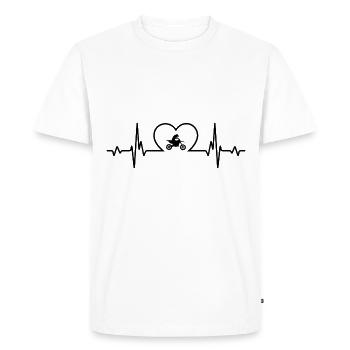 Heartbeat Heart and Motorcycle - (MOTORCYCLE) - Men's Premium Organic T-Shirt - white - Front - Nico (187cm)