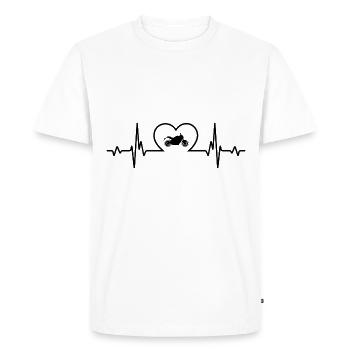 Heartbeat Heart and Motorcycle 1 - (MOTORCYCLE) - Men's Premium Organic T-Shirt - white - Front - Nico (187cm)
