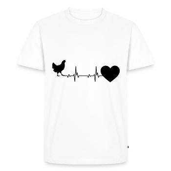 Heartbeat heart and chicken - - Men's Premium Organic T-Shirt - white - Front - Nico (187cm)