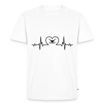 Heartbeat heart and swimming - (2) - Men's Premium Organic T-Shirt - white - Front - Nico (187cm)