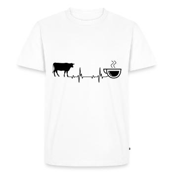 Heartbeat Coffee and Cow - - Men's Premium Organic T-Shirt - white - Front - Nico (187cm)